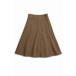 Coldwater Creek Brown Linen A Line Skirt Size 4 Knee Length